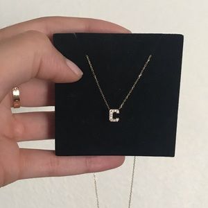 16 inch 14 K solid gold initial diamond necklace